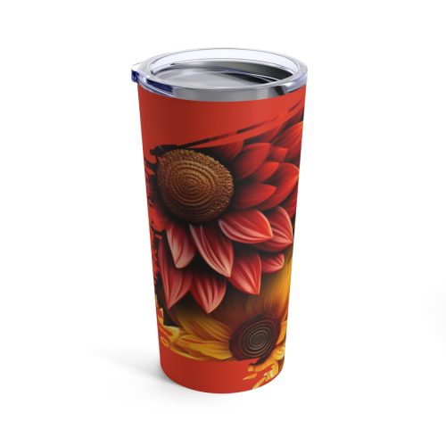 Red and Yellow Sunflower Pattern Tumbler 20 oz